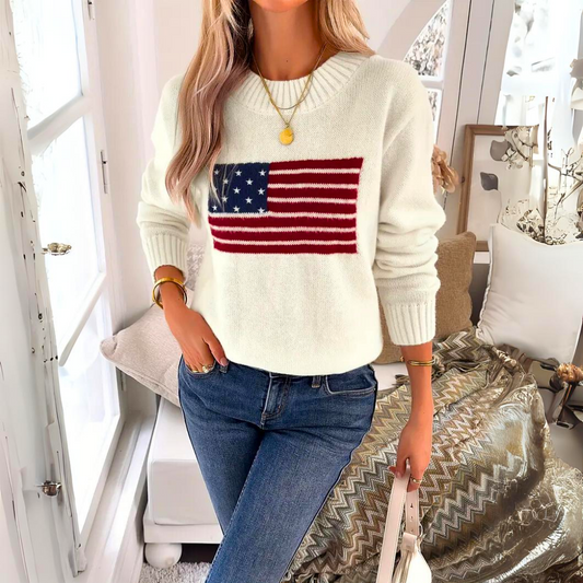 Tévara | Trendy Sweater with Flag Pattern for Women